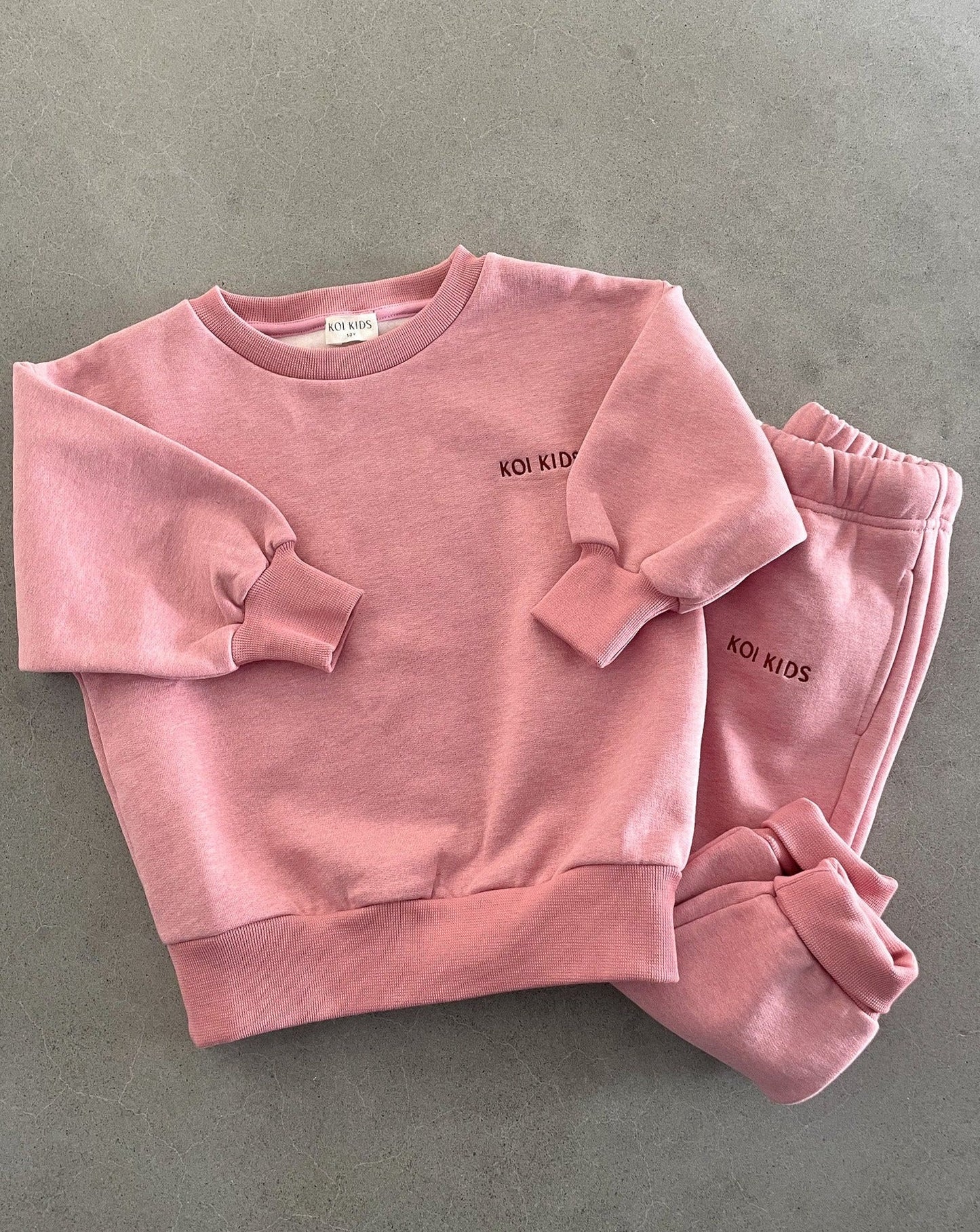 Organic cotton sweatsuit in pink mélange